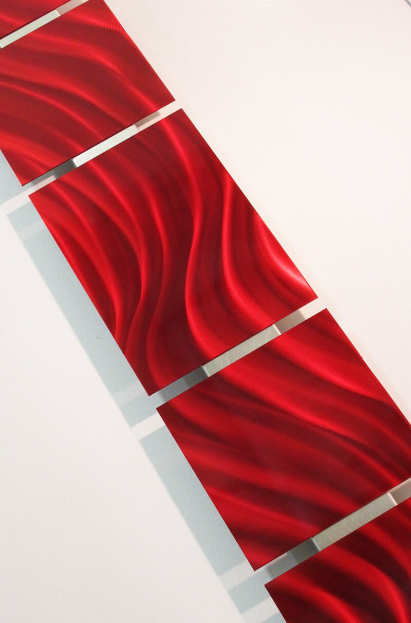 Red Metal Wall Art Aluminum Sculpture Metal Panels Artwork