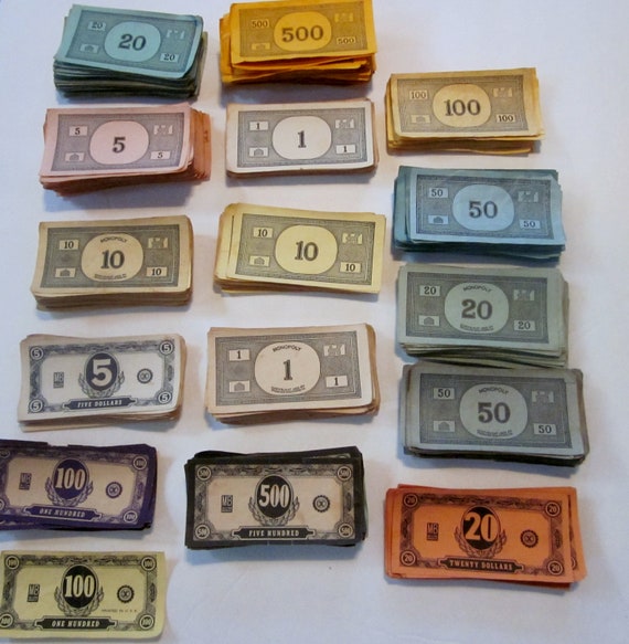 Vintage Monopoly Money 1930s-60s 500-1000 mixed pieces