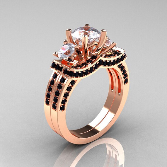 black diamond rose gold wedding ring