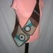 Bike Bag Sling Pack backpack biking hiking tote Body Purse cross body bag travel purse mixed fabrics in Brown-Beige-Turquoise with circle