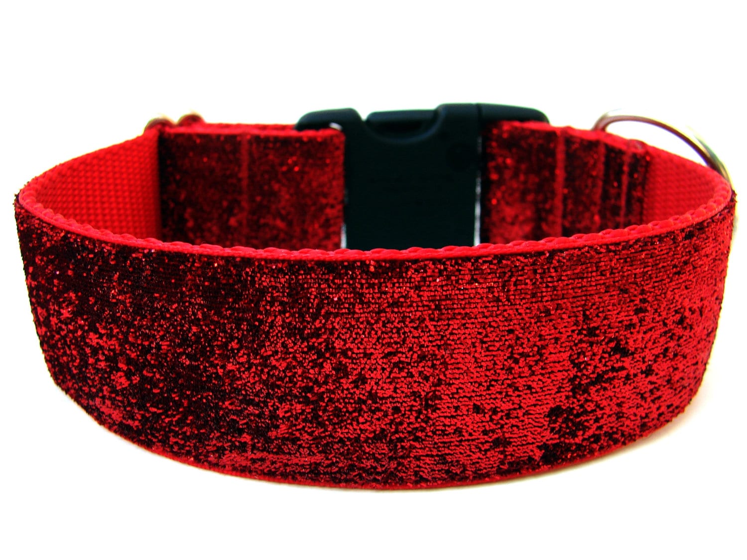 Large Dog Collar 1.5 Red Glitter Dog Collar SIZE MEDIUM