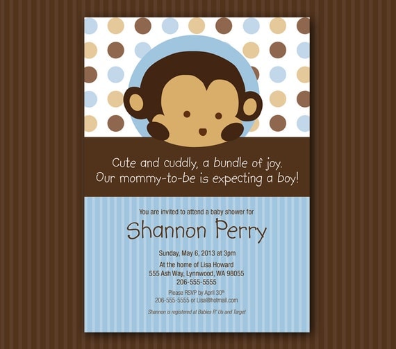 theme shower to about baby pop Matches Nursery Monkey Pod Shower Baby Pop Invitation Blue Monkey Mod