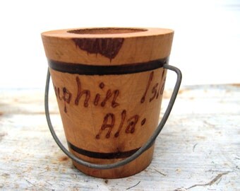 Toothpick holder Dauphin Island Alabama wooden bucket