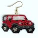 Hand Beaded Red Jeep earrings