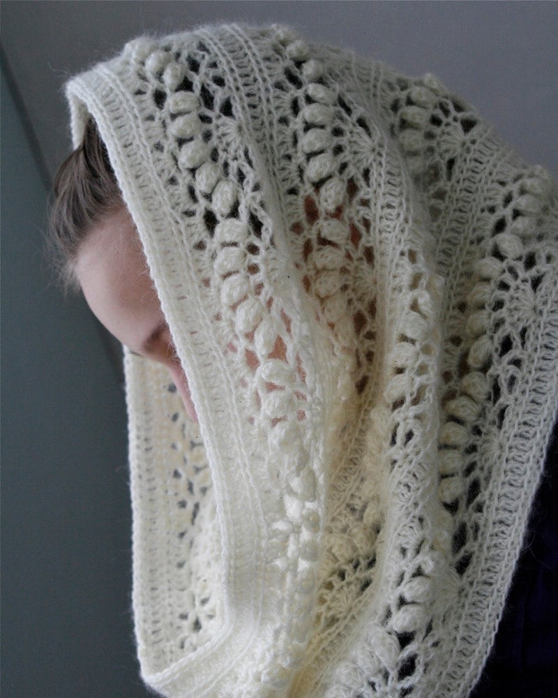 Crochet White Mohair Oversized Cowl Iris PDF