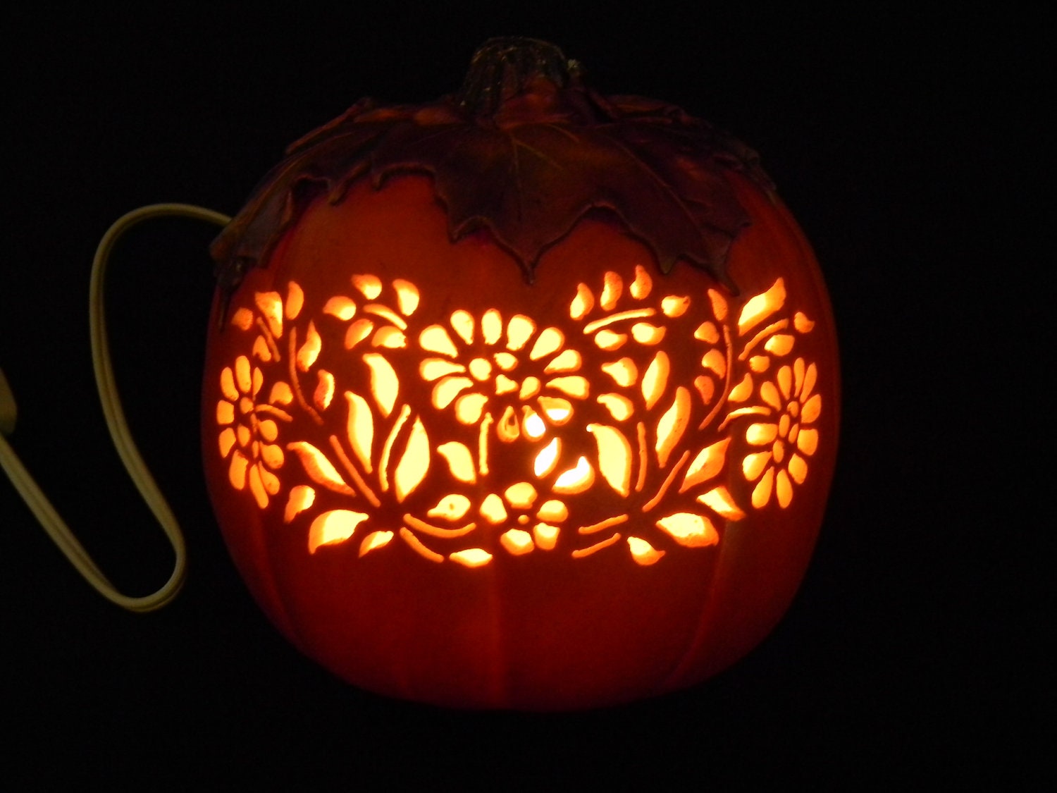 Autumn Carved Lighted Pumpkin Made to Order by AnArtisanTouch
