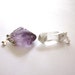 Amethyst and Quartz Crystal Point With Silver Cap and Bail Loop for Hanging 2 Raw Rough Natural Crystals (Lot No. 750)