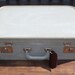 Mid Century Hard Gray Suitcase with Red Interior