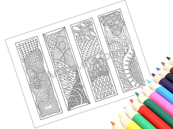 zentangle inspired printable bookmarks to color zendoodle