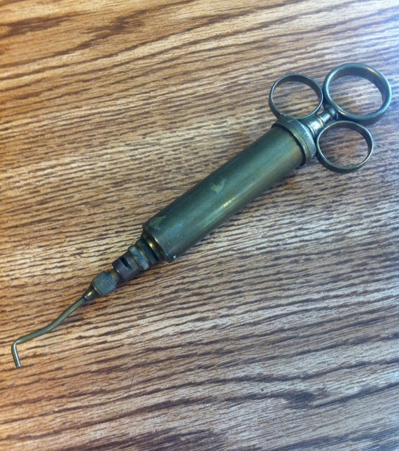 Vintage Medical Brass Syringe