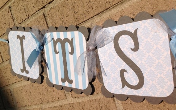Items similar to Its A Boy Baby Shower Banner Light Blue and Gray on Etsy