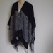 Vintage sweater poncho wrap shawl black white Boho one size fits all