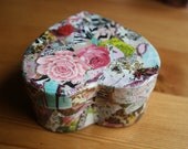Jewelry gift box, heart box, Valentine heart box, romantic box with roses and deer.