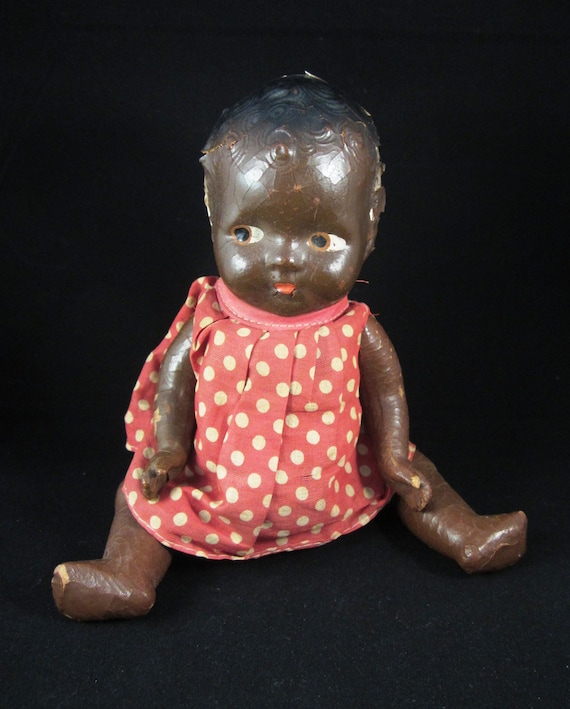 1950's Vintage Black Americana COMPO Jointed Baby Doll