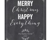 Chalkboard Christmas Card Cafe Style Non-Photo Elegant Black & White Holiday Card Greeting Card DIY Digital or Printed - Stanley style Il_170x135