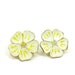 White Poppies Flower Earrings Yellow Enamel Vintage Gold Painted Clip On Earrings