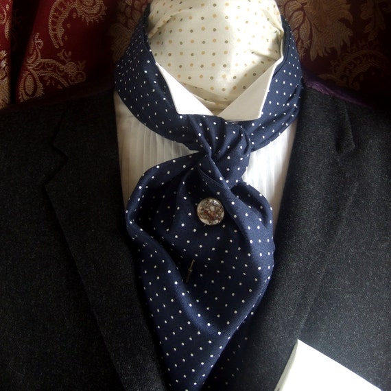 Blue Polka Dot Cotton Cravat Victorian by storiadiversa steampunk buy now online