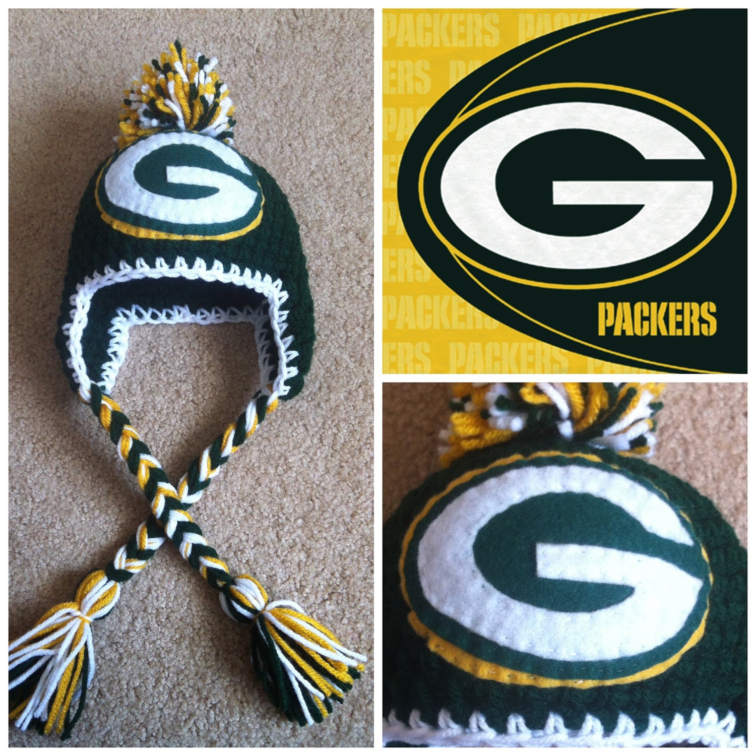 Crochet Greenbay Packers Beanie