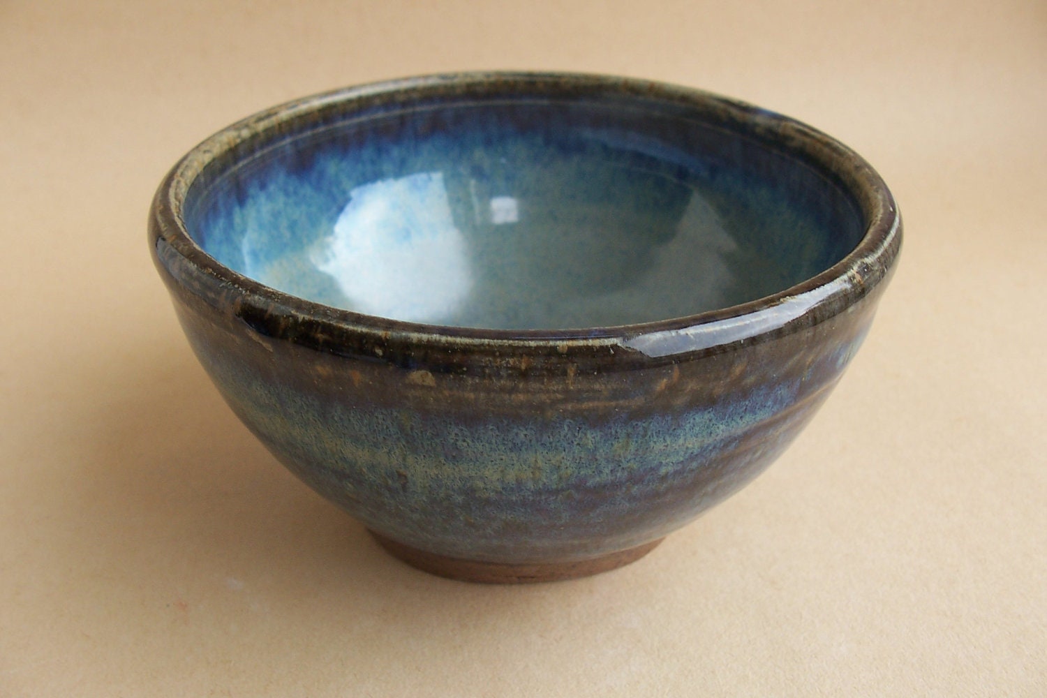 Breakfast bowls. With blue beige glaze. Ceramics stoneware