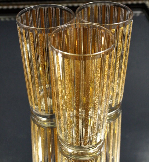 Vintage Gold glitter drinking glasses set of 6