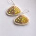 Neon geometric earrings embroidered silver dangle two toned beige Summer fashion