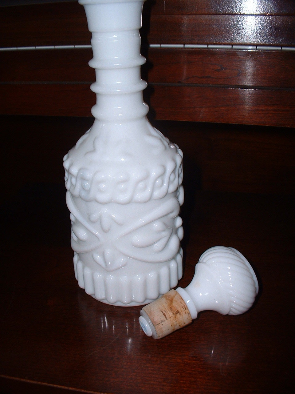 Vintage Milk Glass Liquor Bottle Decanter