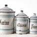 Beautiful Set of 3 LARGE White blue and gold french ENAMEL Canisters 1900