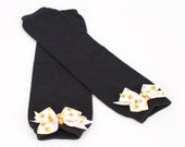 Leg Warmers - Black with Candy Corn Bows - Simply Sweet Candy Corn Witch Costume Accessory - One Size Il_170x135