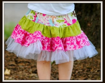 Girls Skirt Sewing Pattern, INSTANT DOWNLOAD, Toddler , Baby, Girls, Children, Twirly Swirly Skirt with Headband