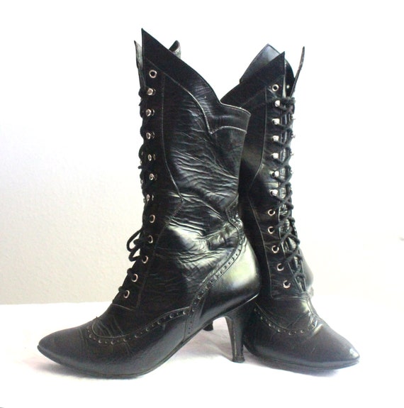 victorian style black lace up boots