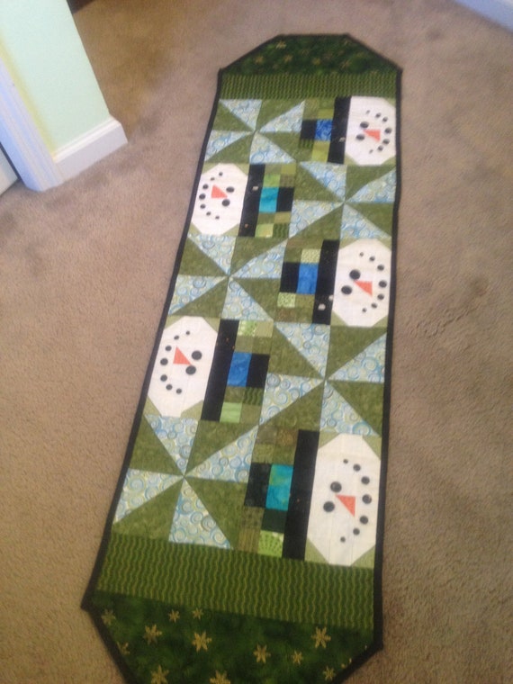 table (Long) long patterns runner Quilted Runner  Snowmen Happy Table