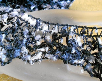 Blue, Black and White Confetti Trim