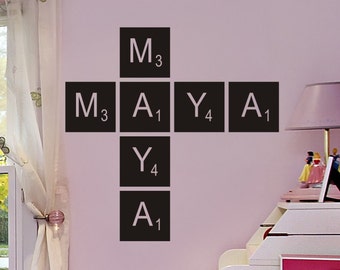 Scrabble Letters Wall Decals Scrabble Wall Art Kids Room Wall Stickers Living Room Wall Decor Decorations Removable Vinyl Lettering