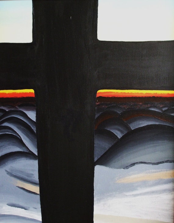O'Keeffe Cross--original acrylic on stretched canvas, signed and framed