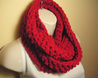 Scarlet Red Cowl Infinity Circle Scarf Neckwarmer