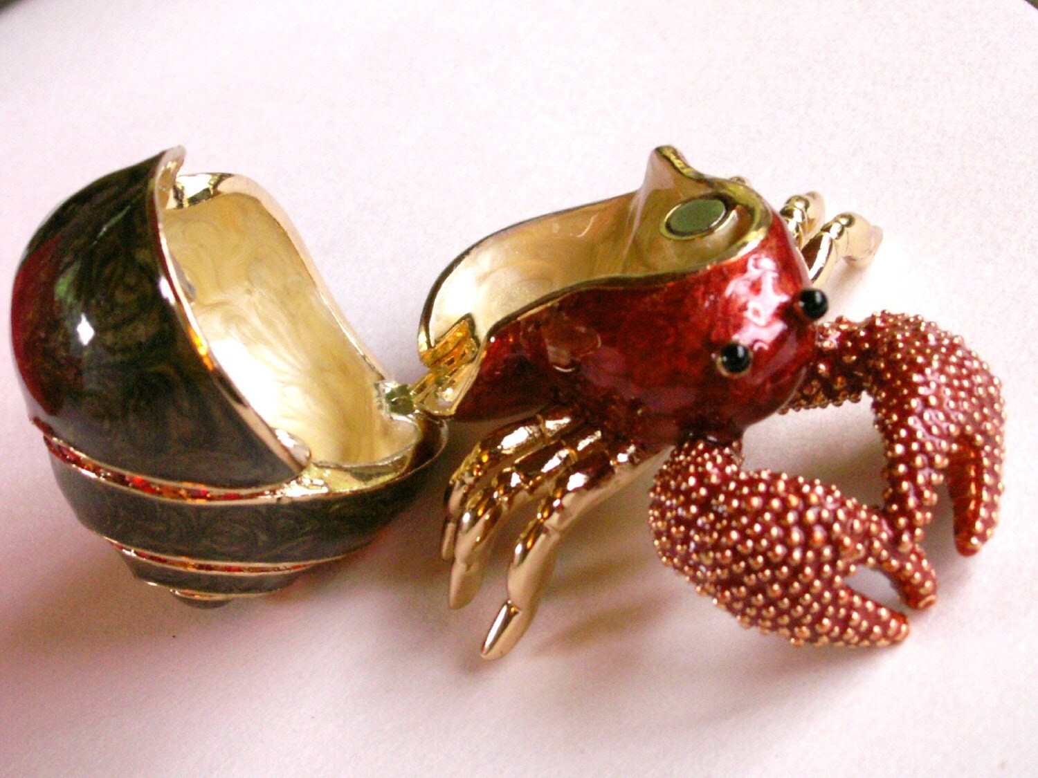 Rucinni Hermit Crab Enamel & Crystal Jewelry Trinket Box