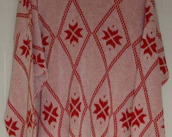 Vintage Red and white sweater by De Vono's - L/G