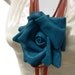Teal Leather Rose with Rust Belt /Necklace-OOAK
