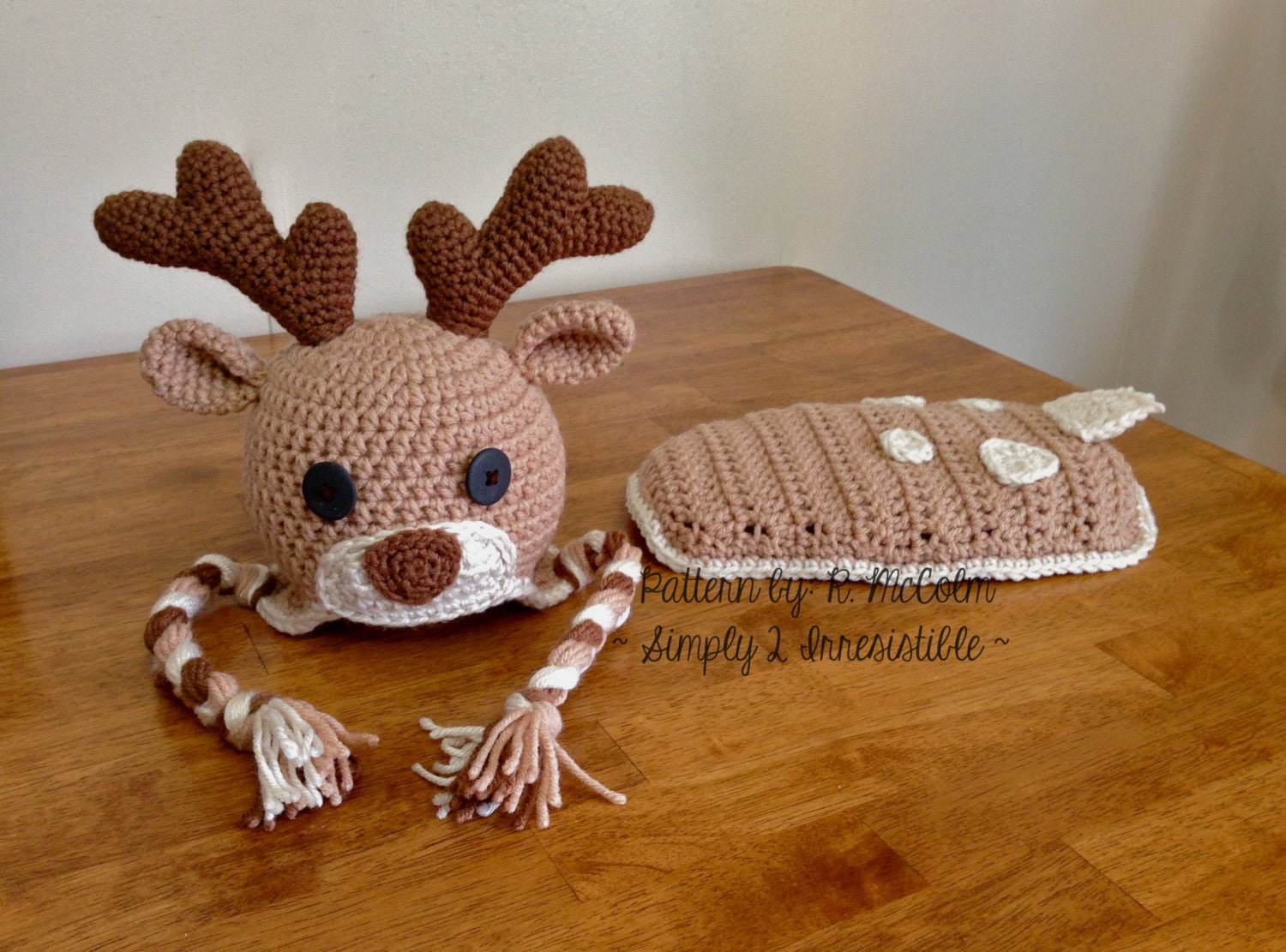 Deer Elk Hat Crochet Pattern Set 110 US and UK Terms