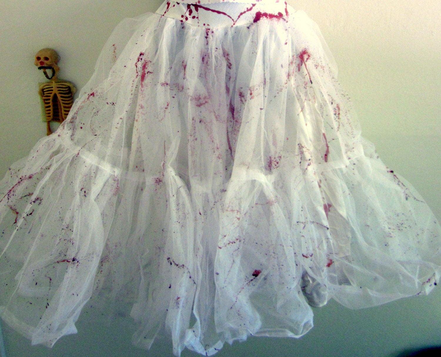 Bloody Zombie Horror White Lace Bustier Corset and Petticoat