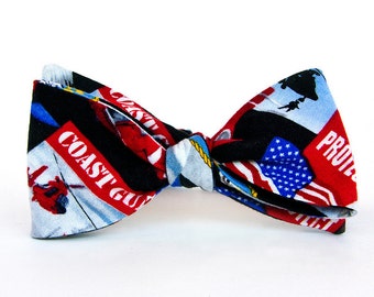 Boys Freestyle Bow Tie Coast Guard School Picture Photo Prop Military Welcome Home