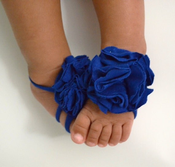 Items similar to Royal Blue Baby barefoot sandals baby sandals on Etsy