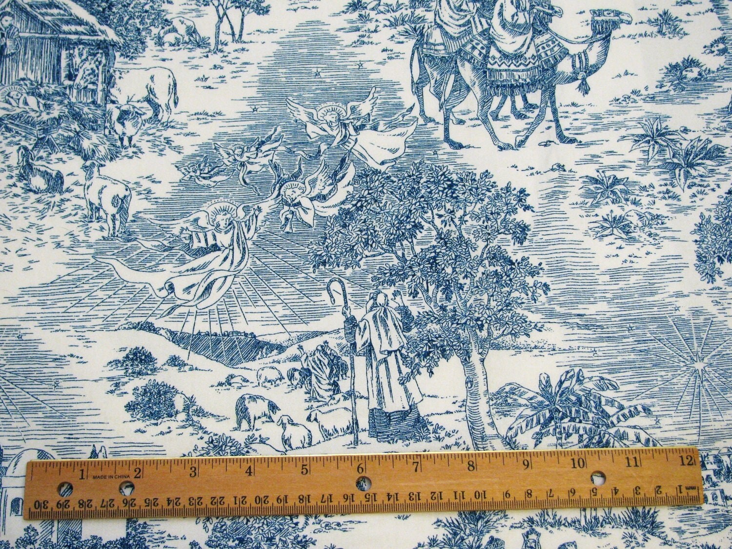 Christmas Nativity Toile Fabric by Daisy Kingdom 1/2 yard