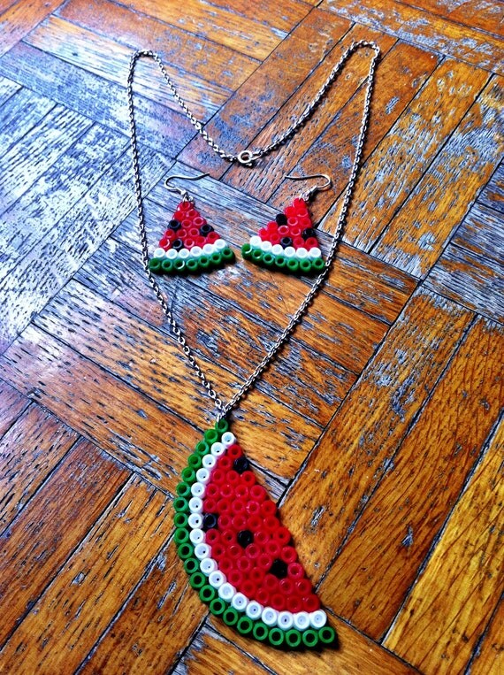 bead fruit hama pendant similar summer watermelon Items to earrings and