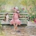 Cat art girl original painting pastel pink green kitten Art "Chatting With My Friend" by Laurie Shanholtzer 19x24
