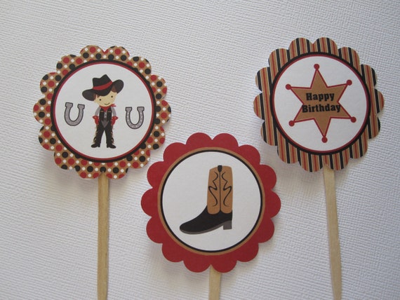 12 Cowboy Cupcake Toppers Il_570xn