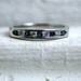 British Vintage Channel 18K White Gold Diamond and Sapphire Wedding Band - 0.27ct.