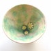 Sale Ceramic bowl, green and lilac daisy bowl, green turquoise, ring holder, trinket dish, pastels, slight second