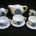 Childs Tea Party Set of Dishes Blue Flowers Yellow Eleven Pieces Made in Japan