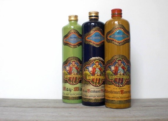 Vintage Beameister German wine bottles / 1970s / man cave